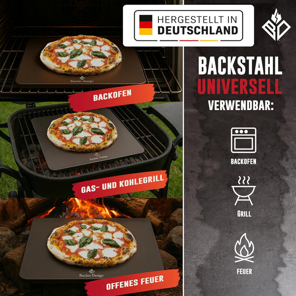 6 mm Pizza- Brot- Backstahl rechteckig 38cm x 33cm