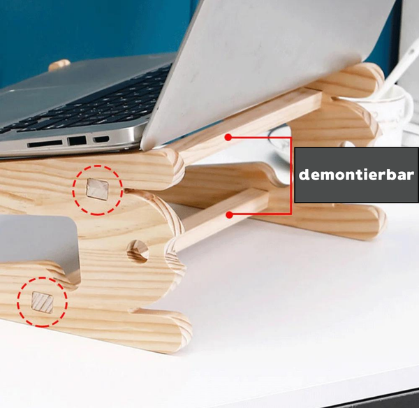 Ergonomische Laptophalterung aus Holz | Kompatibel mit Notebooks 10 - 15,6 Zoll