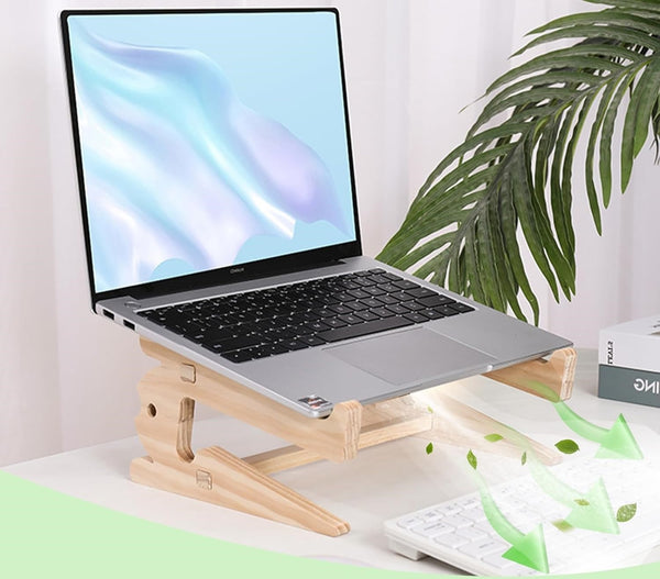 Ergonomische Laptophalterung aus Holz | Kompatibel mit Notebooks 10 - 15,6 Zoll