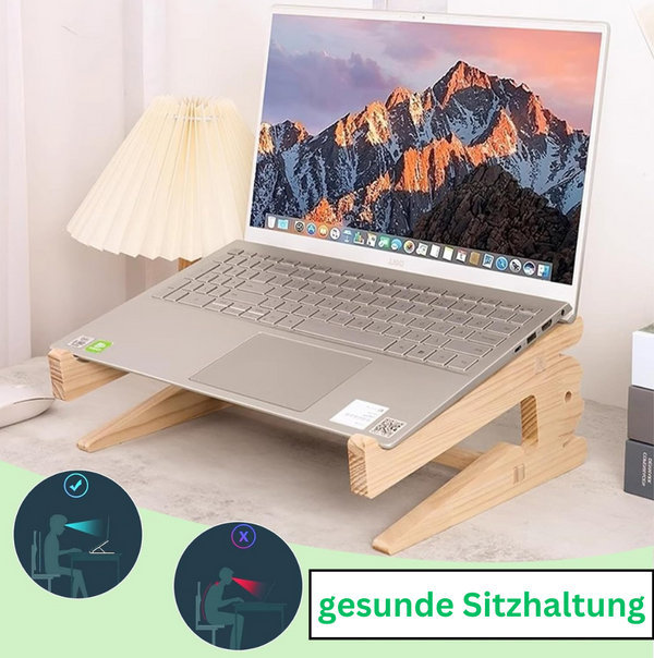 Ergonomische Laptophalterung aus Holz | Kompatibel mit Notebooks 10 - 15,6 Zoll