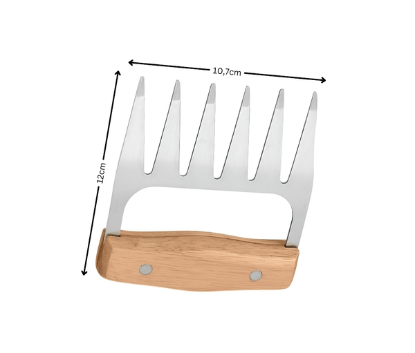 2x Fleischkrallen | BBQ Bärenkrallen aus Edelstahl mit Holzgriff