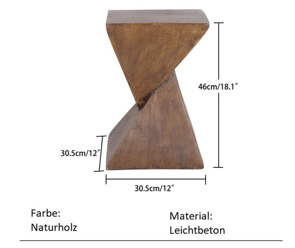 Moderner Beistelltisch aus Leichtbeton in Holzoptik – Stilvolles Design für jeden Raum | 30,5 x 30,5 x 46 cm