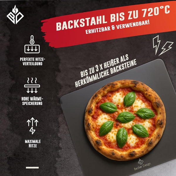 6 mm Pizza- Brot- Backstahl rechteckig 38cm x 33cm