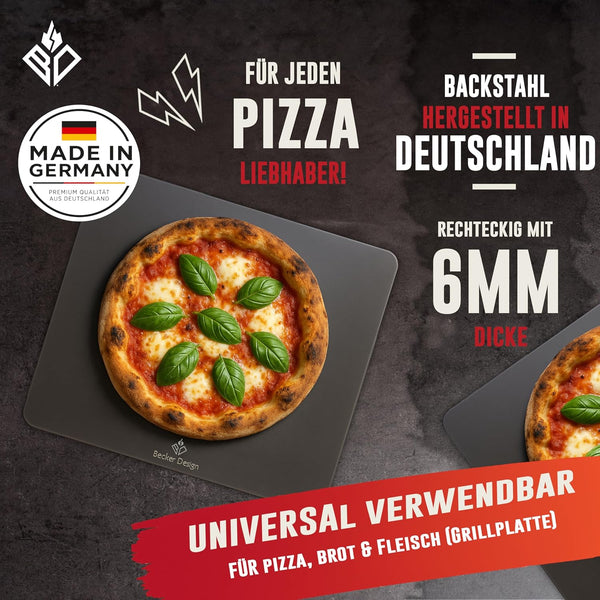 6 mm Pizza- Brot- Backstahl rechteckig 38cm x 33cm