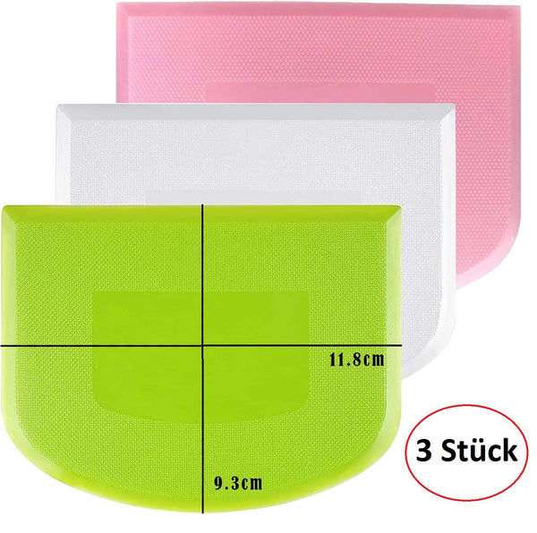 3x Teigschaber in verschiedenen Farben | flexible Teigschaber zum Schneiden von Teig | aus BPA-freiem Kunststoff | 11,8 x 9,3cm