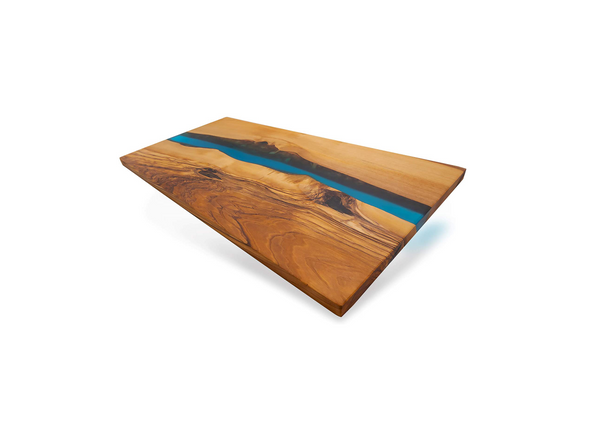 River Servierbrett Epoxidharz, 46x23x1,5 Eponox® cm mit – BeckerDesign aus Olivenholz